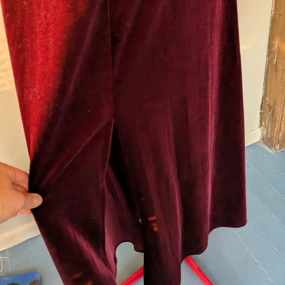Jenny Yoo Malia Velvet Long Sleeve Dress - Maroon - Picture 4 of 10